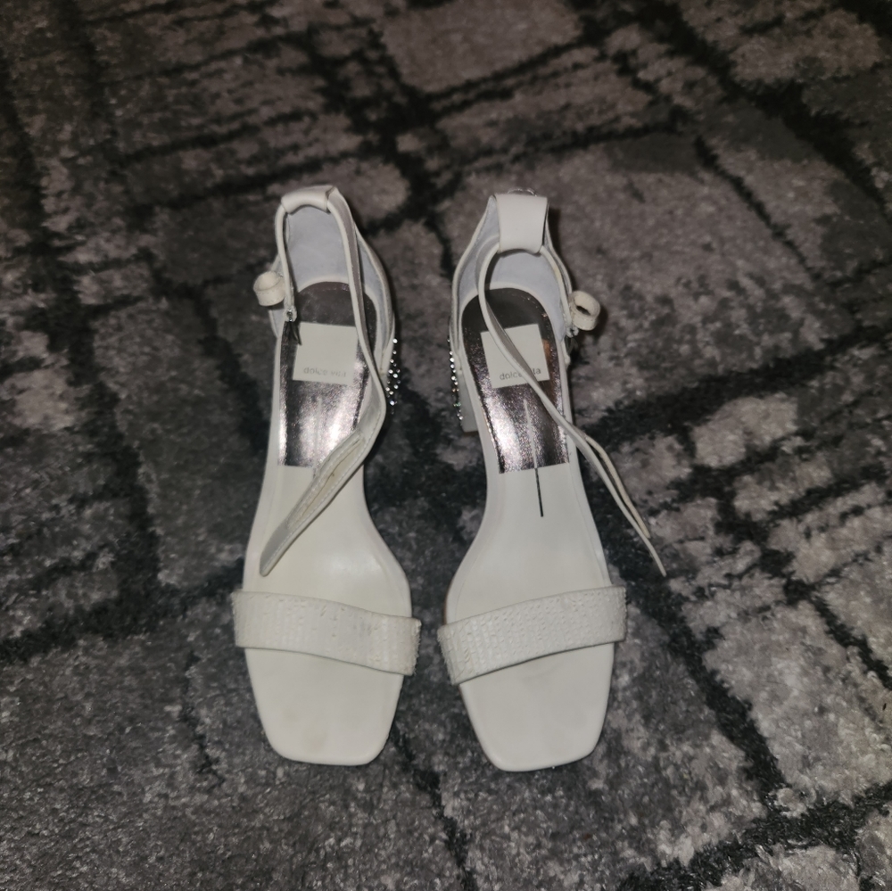 DOLCE VITA DORAH WHITE STUDDED HEELS - Picture 9 of 9